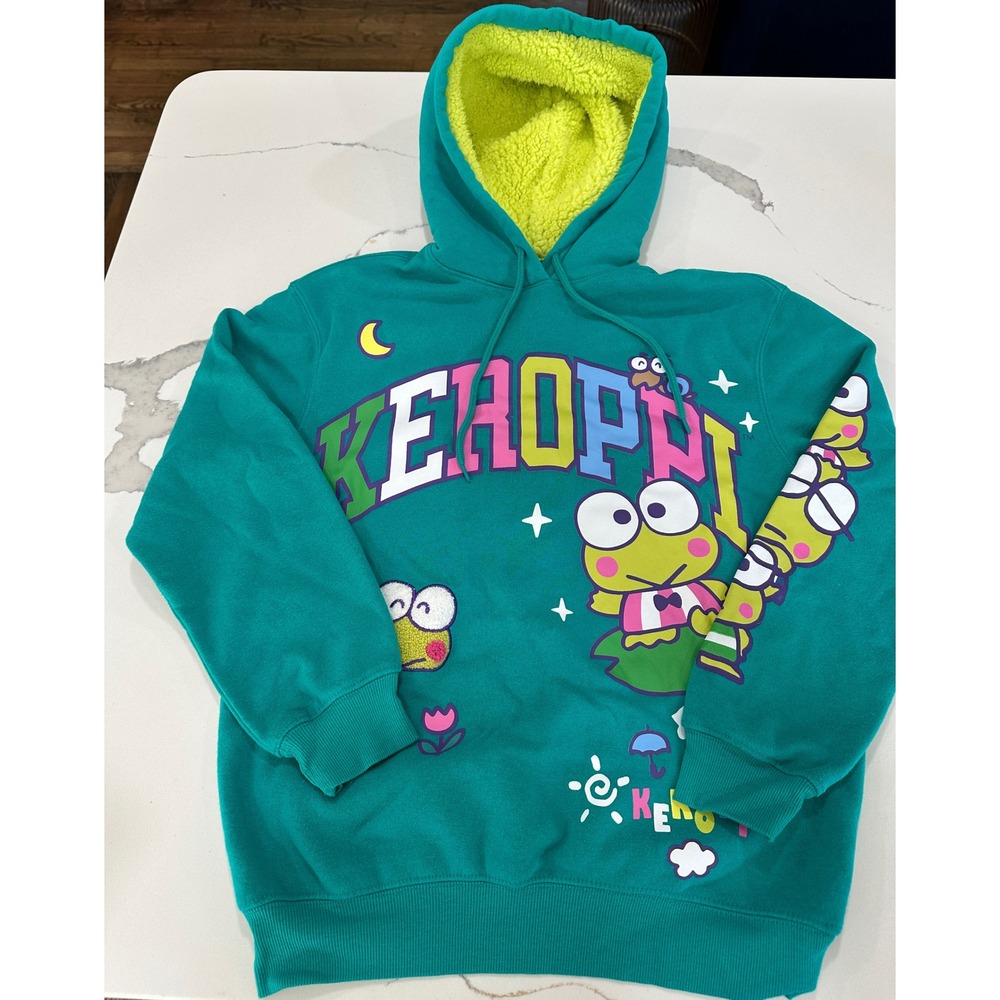 Keroppi Sanrio Green Hoodie XS Graphic‎ Print Kawaii Sweatshirt Womens